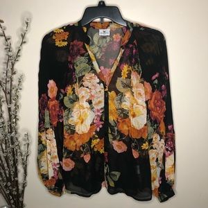 Worthington floral blouse w/matching skirt